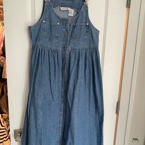 True Blue Button-Front Denim Jumper Dress -vintage